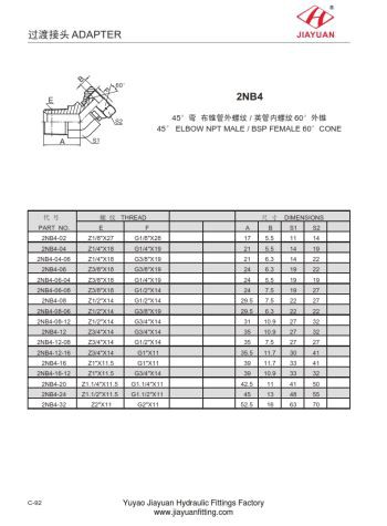 E45 מרפק זכר NPT נקבה BSP קונוס
